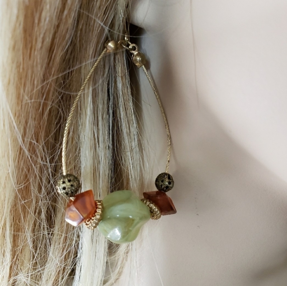 PART OF SET — 2” Beaded Wire Drop Earrings
